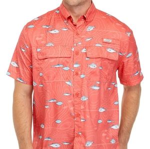 Men's Ocean +Coast  fishing shirt size medium orange